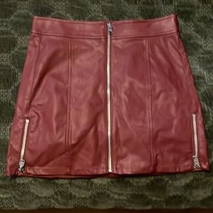 Maroon Pleather Mini Skirt